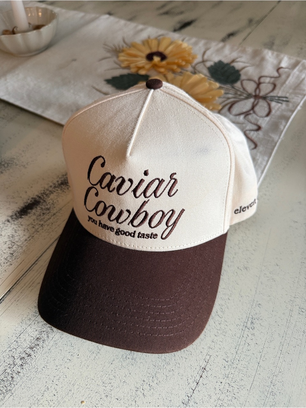 Caviar Cowboy Two-Tone Baseball Cap in Cream & Brown